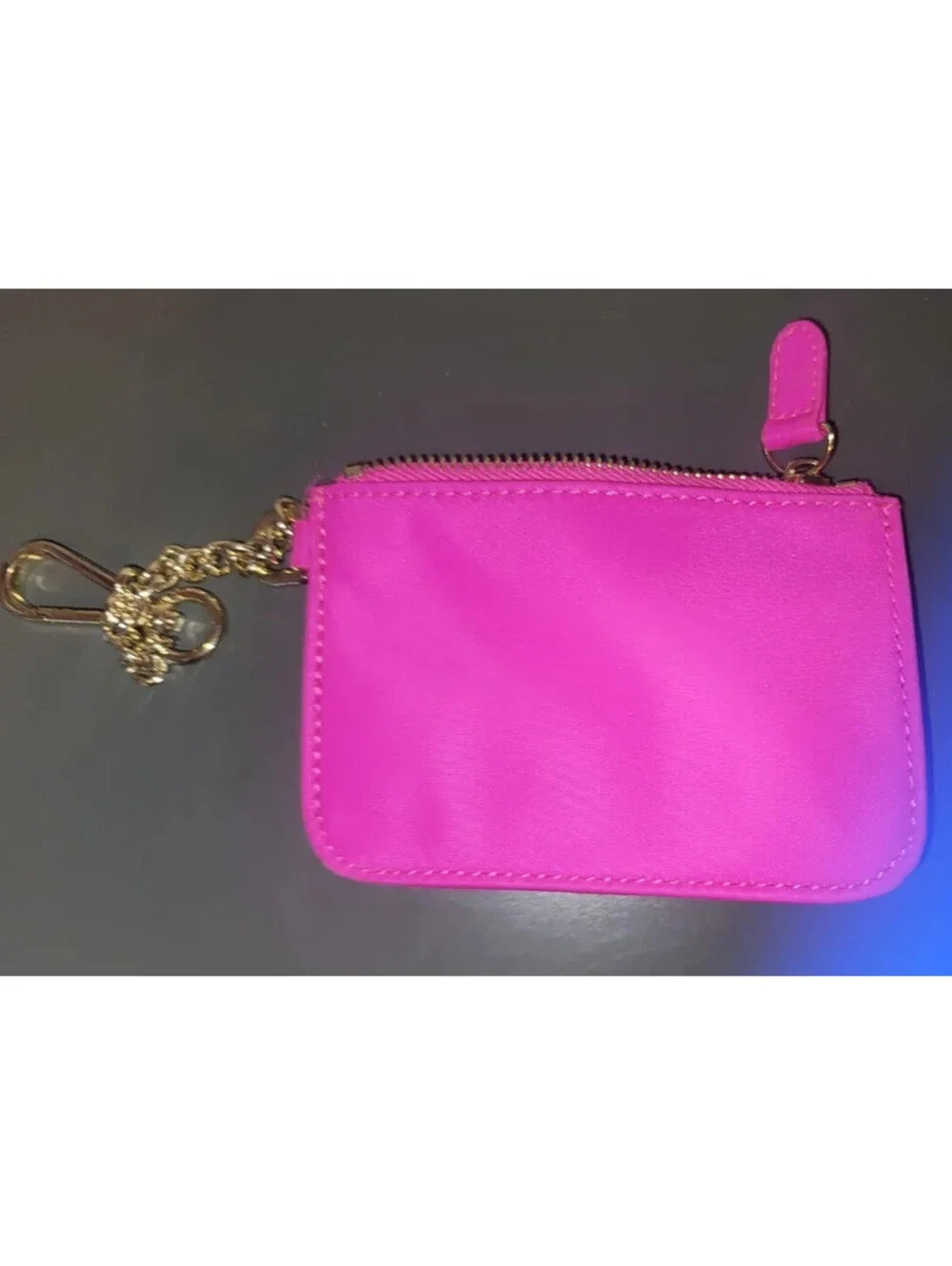 STONEY CLOVER LANE FUCHSIA CARD HOLDER KEYCHAIN WALLET GOLD HARDWARE